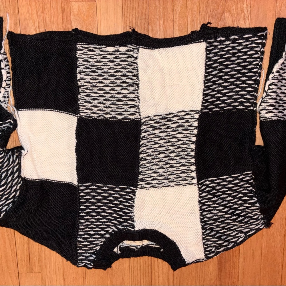 Gilded Intent Black And White Patchwork Sweater - image 4